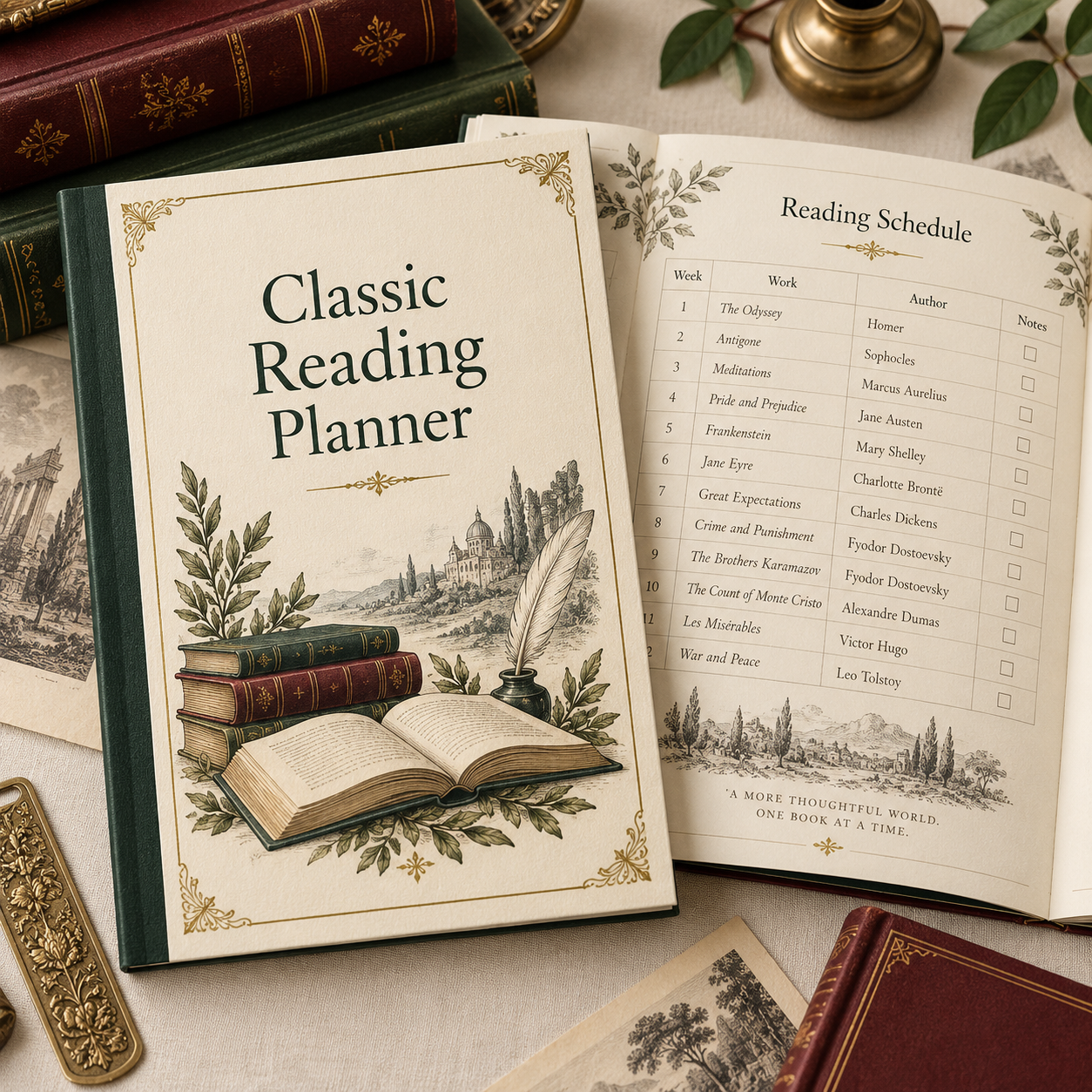 Classic Reading Planner physical material mockup